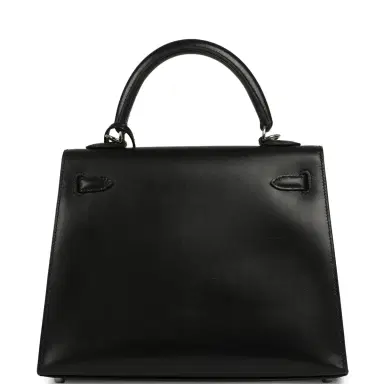 HERMÈS Pre-owned Hermes Kelly Sellier 25 Black Box Palladium Hardware | Thumbnail 4 HERMÈS Pre-owned Hermes Kelly Sellier 25 Black Box Palladium Hardware | Thumbnail 4