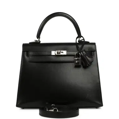 HERMÈS Pre-owned Hermes Kelly Sellier 25 Black Box Palladium Hardware | Thumbnail 1 HERMÈS Pre-owned Hermes Kelly Sellier 25 Black Box Palladium Hardware | Thumbnail 1