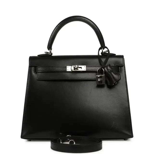 HERMÈS Pre-owned Hermes Kelly Sellier 25 Black Box Palladium Hardware