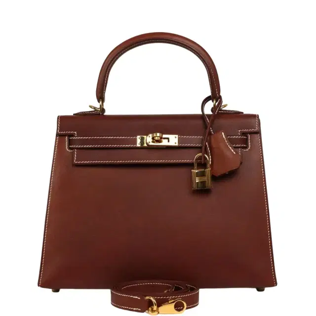 HERMÈS Pre-owned Hermes Kelly Sellier 25 Fauve Barenia Gold Hardware