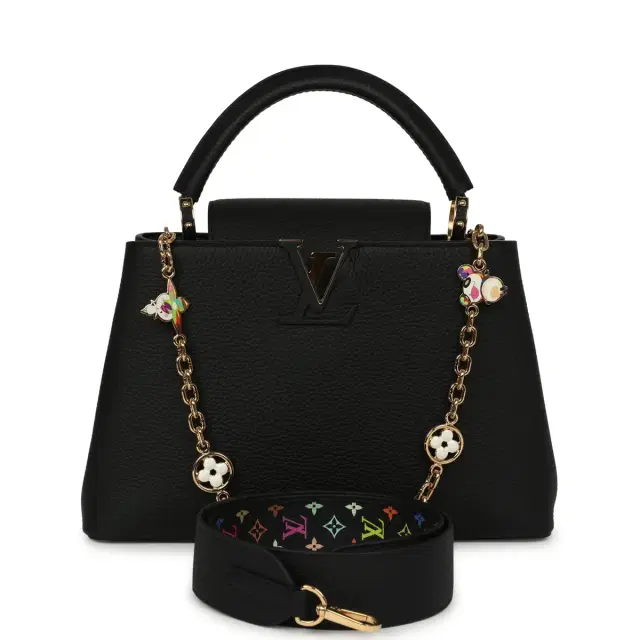 Louis Vuitton Pre-owned Louis Vuitton X Takashi Murakami Capucines MM Black Taurillon, Multicolored Monogram Gold Hardware