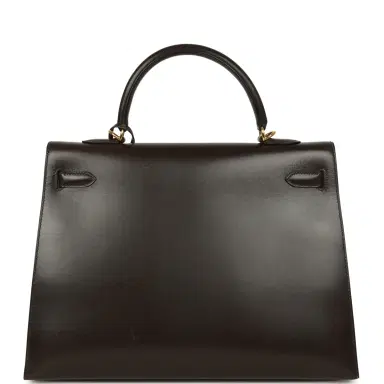 HERMÈS Vintage Hermes Kelly Sellier 35 Chocolat Box Calfskin Gold Hardware | Thumbnail 4 HERMÈS Vintage Hermes Kelly Sellier 35 Chocolat Box Calfskin Gold Hardware | Thumbnail 4