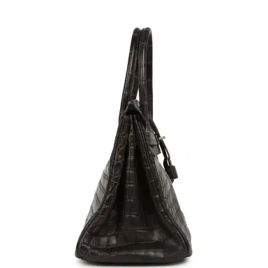 HERMÈS Vintage Hermes Travel Birkin 30 Graphite Matte Niloticus Crocodile Brushed Palladium Hardware | Thumbnail 3 HERMÈS Vintage Hermes Travel Birkin 30 Graphite Matte Niloticus Crocodile Brushed Palladium Hardware | Thumbnail 3