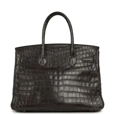HERMÈS Vintage Hermes Travel Birkin 30 Graphite Matte Niloticus Crocodile Brushed Palladium Hardware | Thumbnail 4 HERMÈS Vintage Hermes Travel Birkin 30 Graphite Matte Niloticus Crocodile Brushed Palladium Hardware | Thumbnail 4