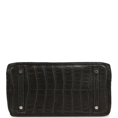 HERMÈS Vintage Hermes Travel Birkin 30 Graphite Matte Niloticus Crocodile Brushed Palladium Hardware | Thumbnail 6 HERMÈS Vintage Hermes Travel Birkin 30 Graphite Matte Niloticus Crocodile Brushed Palladium Hardware | Thumbnail 6