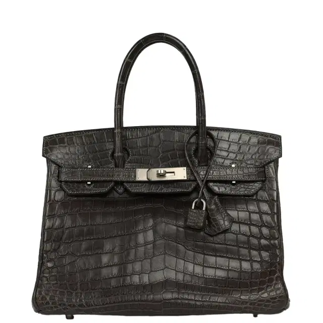 HERMÈS Vintage Hermes Travel Birkin 30 Graphite Matte Niloticus Crocodile Brushed Palladium Hardware