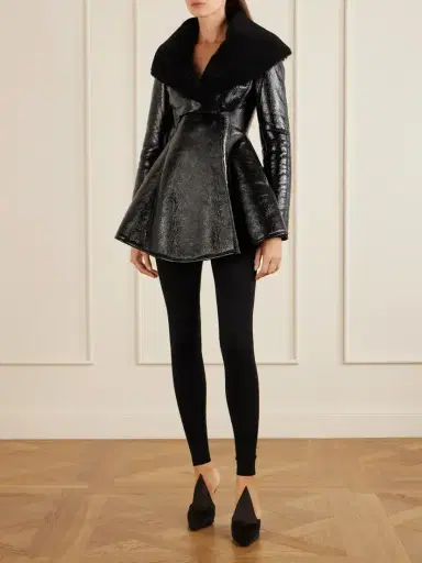 Alaïa Shearling-trimmed Leather Coat | Thumbnail 2 Alaïa Shearling-trimmed Leather Coat | Thumbnail 2