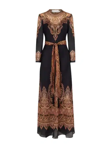 Zimmermann Ascent Belted Printed Linen And Silk-blend Maxi Dress | Thumbnail 1 Zimmermann Ascent Belted Printed Linen And Silk-blend Maxi Dress | Thumbnail 1