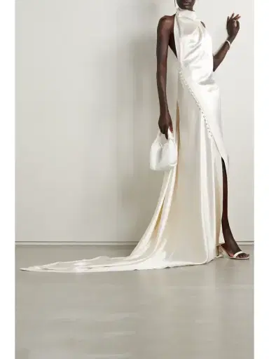 Danielle Frankel Sasha Draped Silk-charmeuse Halterneck Gown | Thumbnail 2 Danielle Frankel Sasha Draped Silk-charmeuse Halterneck Gown | Thumbnail 2