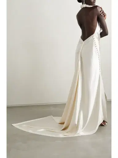 Danielle Frankel Sasha Draped Silk-charmeuse Halterneck Gown | Thumbnail 3 Danielle Frankel Sasha Draped Silk-charmeuse Halterneck Gown | Thumbnail 3