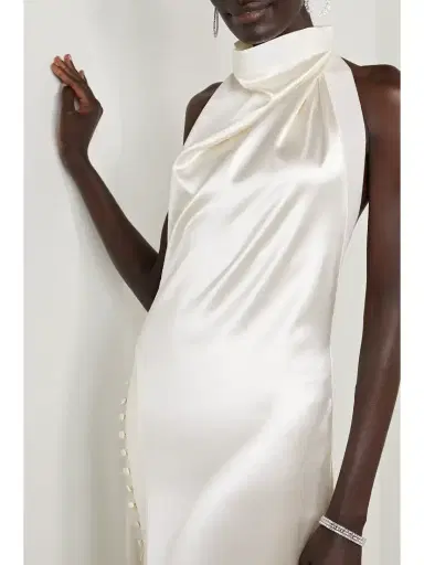 Danielle Frankel Sasha Draped Silk-charmeuse Halterneck Gown | Thumbnail 5 Danielle Frankel Sasha Draped Silk-charmeuse Halterneck Gown | Thumbnail 5