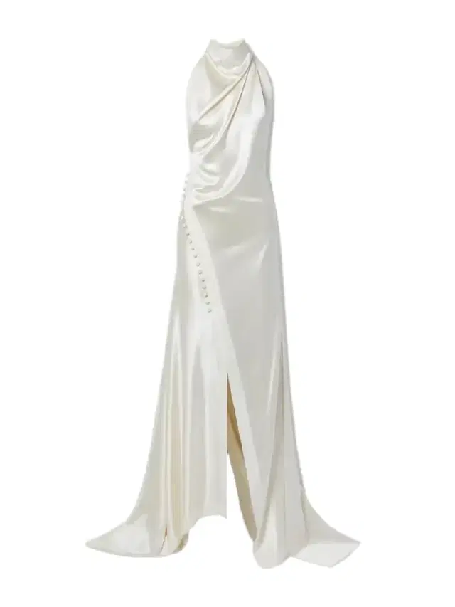 Danielle Frankel Sasha Draped Silk-charmeuse Halterneck Gown