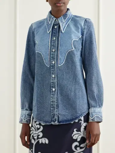 ALÉMAIS Jesse Embroidered Denim Shirt | Thumbnail 3
