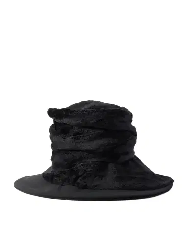Junya Watanabe Plush And Wool-gabardine Wide Brim Hat | Thumbnail 1 Junya Watanabe Plush And Wool-gabardine Wide Brim Hat | Thumbnail 1