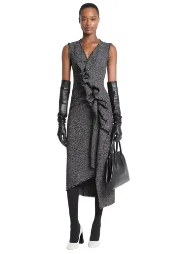 Michael Kors Collection Frayed Crosshatch Tweed Sheath Dress in Black | Thumbnail 1 Michael Kors Collection Frayed Crosshatch Tweed Sheath Dress in Black | Thumbnail 1