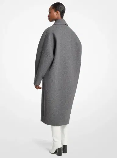Michael Kors Collection Wool Melton Cocoon Coat in | Thumbnail 2