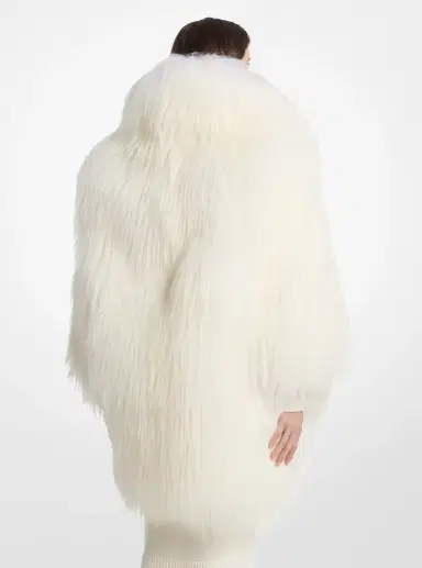 Michael Kors Collection Shearling Bubble Coat in Natural | Thumbnail 2