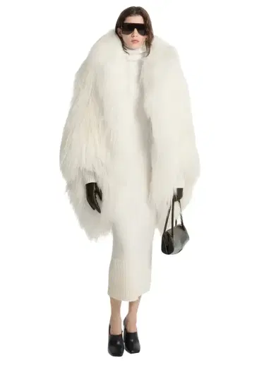 Michael Kors Collection Shearling Bubble Coat in Natural | Thumbnail 1