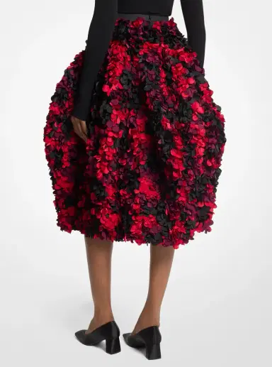 Michael Kors Collection Hand-Embroidered Petal Silk-and-Wool Mikado Skirt in | Thumbnail 2 Michael Kors Collection Hand-Embroidered Petal Silk-and-Wool Mikado Skirt in | Thumbnail 2