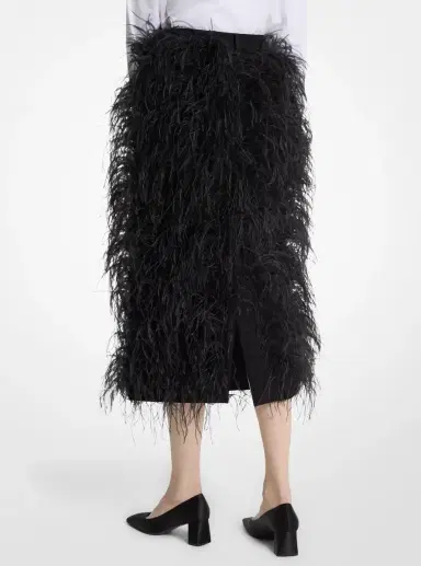 Michael Kors Collection Hand-Embroidered Feather Wool Gabardine Trouser Skirt in | Thumbnail 2 Michael Kors Collection Hand-Embroidered Feather Wool Gabardine Trouser Skirt in | Thumbnail 2