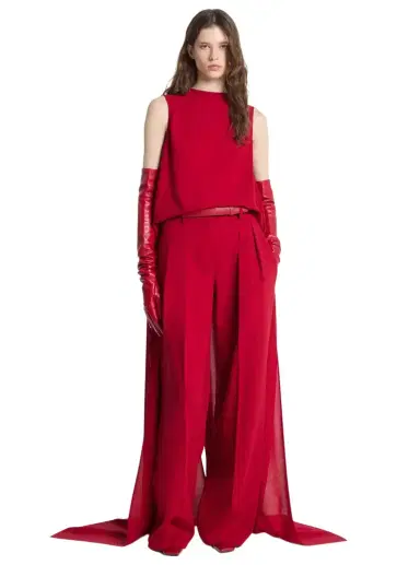 Michael Kors Collection Wool Crepe Opera Blouse in Red | Thumbnail 1 Michael Kors Collection Wool Crepe Opera Blouse in Red | Thumbnail 1