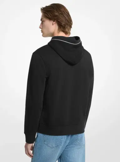 Michael Kors Collection Logo Trim Cotton Blend Terry Hoodie in | Thumbnail 2 Michael Kors Collection Logo Trim Cotton Blend Terry Hoodie in | Thumbnail 2
