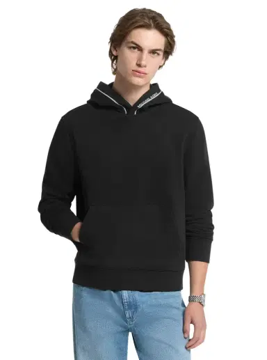 Michael Kors Collection Logo Trim Cotton Blend Terry Hoodie in | Thumbnail 1 Michael Kors Collection Logo Trim Cotton Blend Terry Hoodie in | Thumbnail 1
