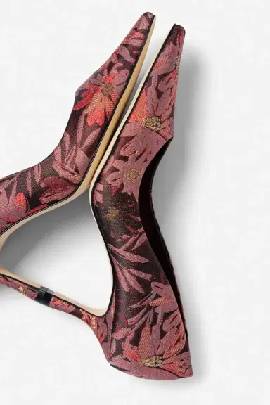 Markarian Larroudé by Markarian: Pump Burgundy Floral Brocade | Thumbnail 2