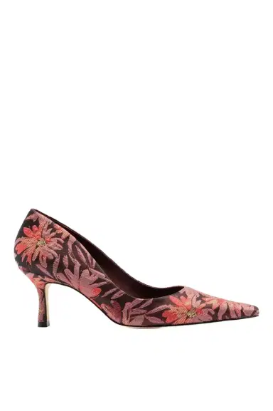 Markarian Larroudé by Markarian: Pump Burgundy Floral Brocade | Thumbnail 1