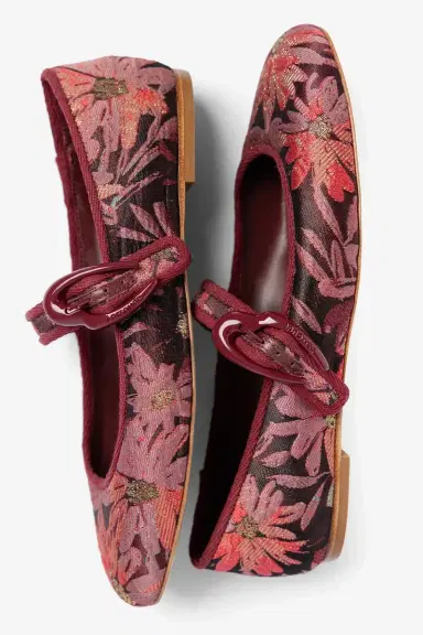 Markarian Larroudé by Markarian: Verona Ballet Flat Burgundy Floral Brocade | Thumbnail 2 Markarian Larroudé by Markarian: Verona Ballet Flat Burgundy Floral Brocade | Thumbnail 2