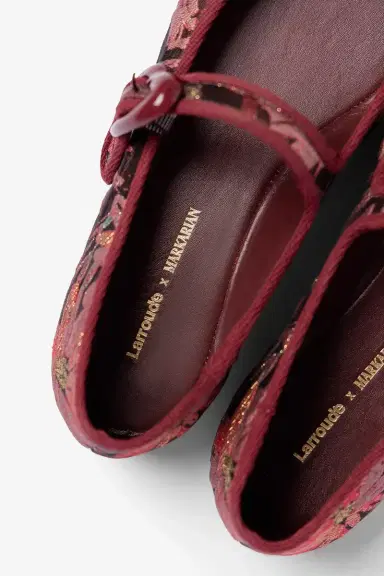 Markarian Larroudé by Markarian: Verona Ballet Flat Burgundy Floral Brocade | Thumbnail 4 Markarian Larroudé by Markarian: Verona Ballet Flat Burgundy Floral Brocade | Thumbnail 4