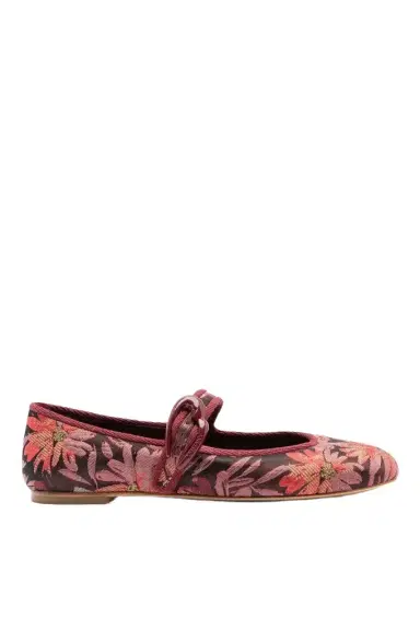 Markarian Larroudé by Markarian: Verona Ballet Flat Burgundy Floral Brocade | Thumbnail 1 Markarian Larroudé by Markarian: Verona Ballet Flat Burgundy Floral Brocade | Thumbnail 1