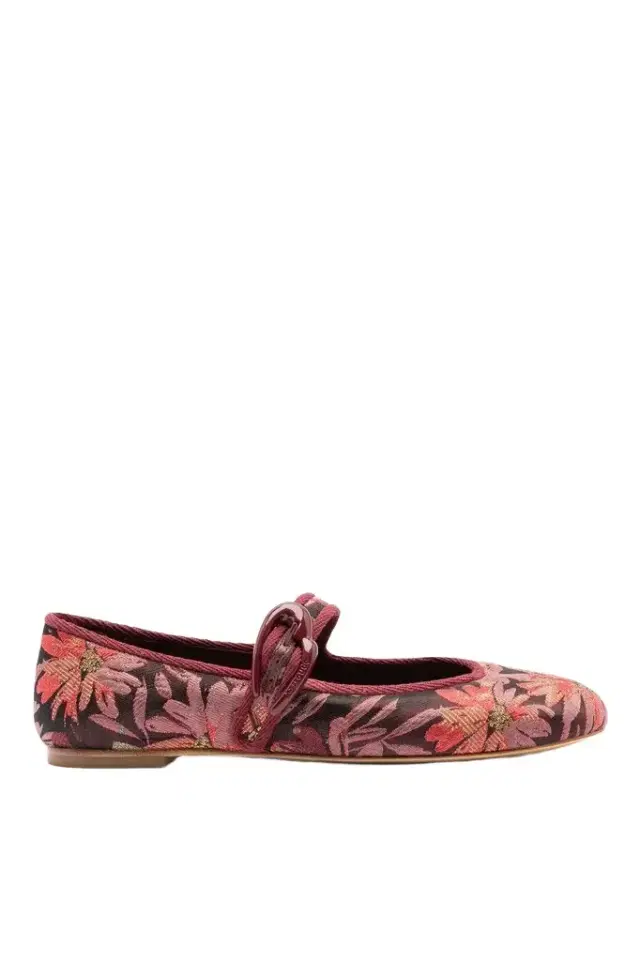 Markarian Larroudé by Markarian: Verona Ballet Flat Burgundy Floral Brocade