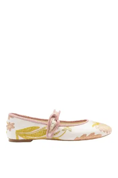 Markarian Larroudé by Markarian: Verona Ballet Flat Mist Floral Brocade | Thumbnail 1 Markarian Larroudé by Markarian: Verona Ballet Flat Mist Floral Brocade | Thumbnail 1