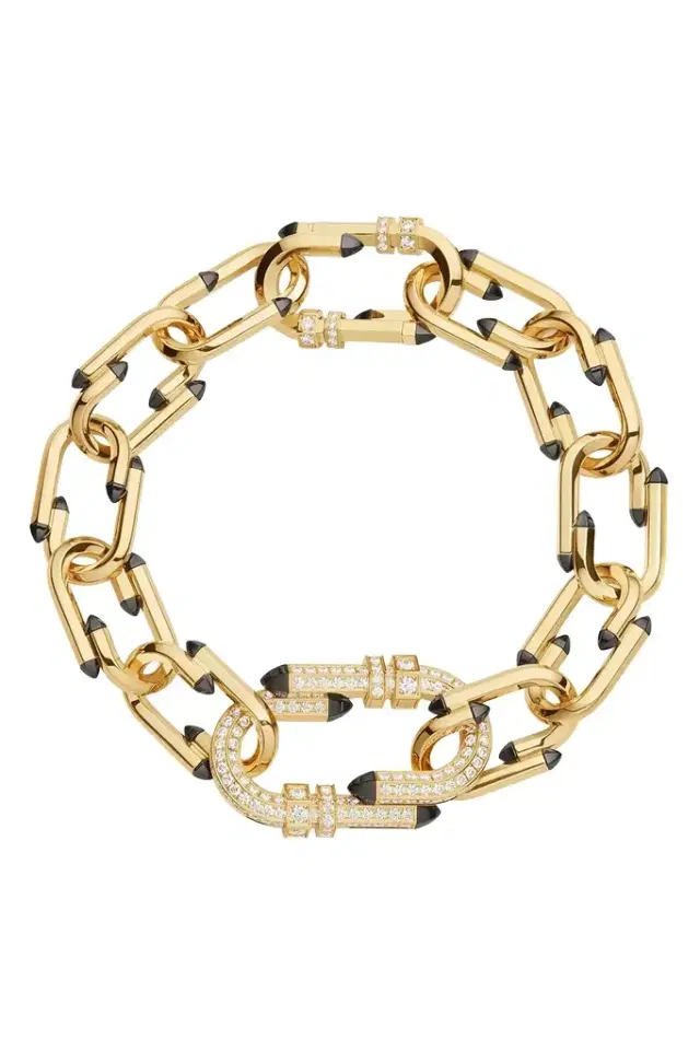 Diamond Black Enamel Try Me Chain Bracelet