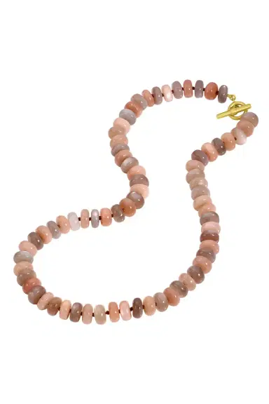 LEIGH MAXWELL Peach Grey Moonstone Rondelle Beaded Necklace | Thumbnail 3 LEIGH MAXWELL Peach Grey Moonstone Rondelle Beaded Necklace | Thumbnail 3