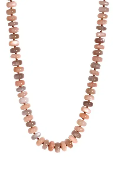 LEIGH MAXWELL Peach Grey Moonstone Rondelle Beaded Necklace | Thumbnail 1 LEIGH MAXWELL Peach Grey Moonstone Rondelle Beaded Necklace | Thumbnail 1