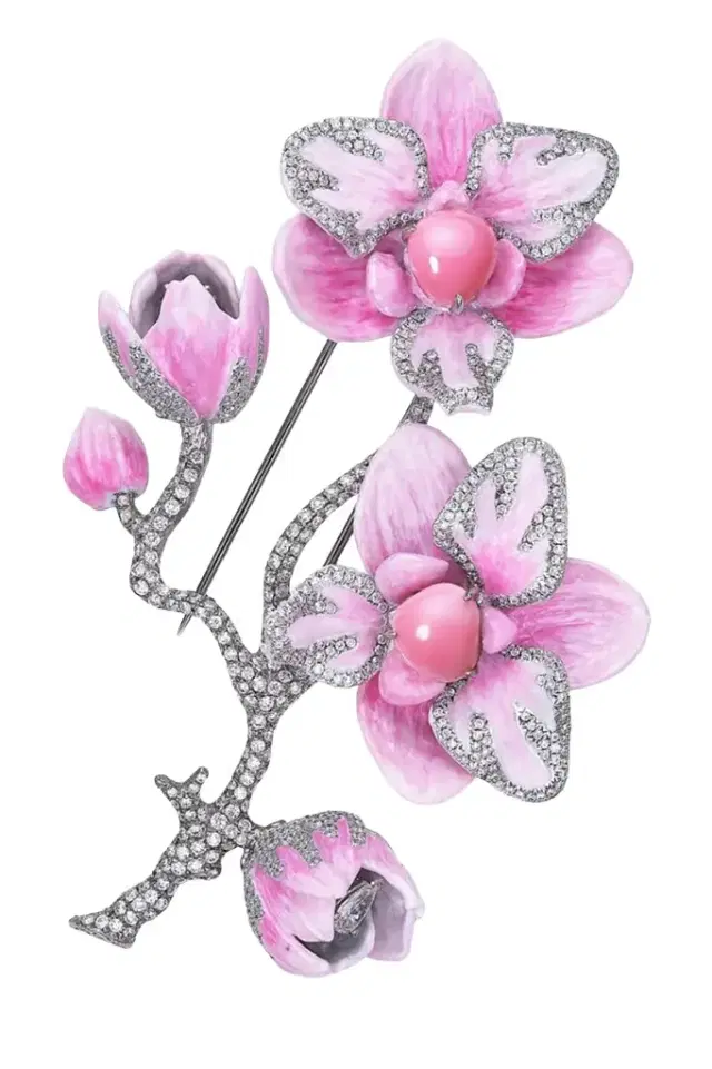 SABOO FINE JEWELS Conch Pearl Diamond Flower Brooch