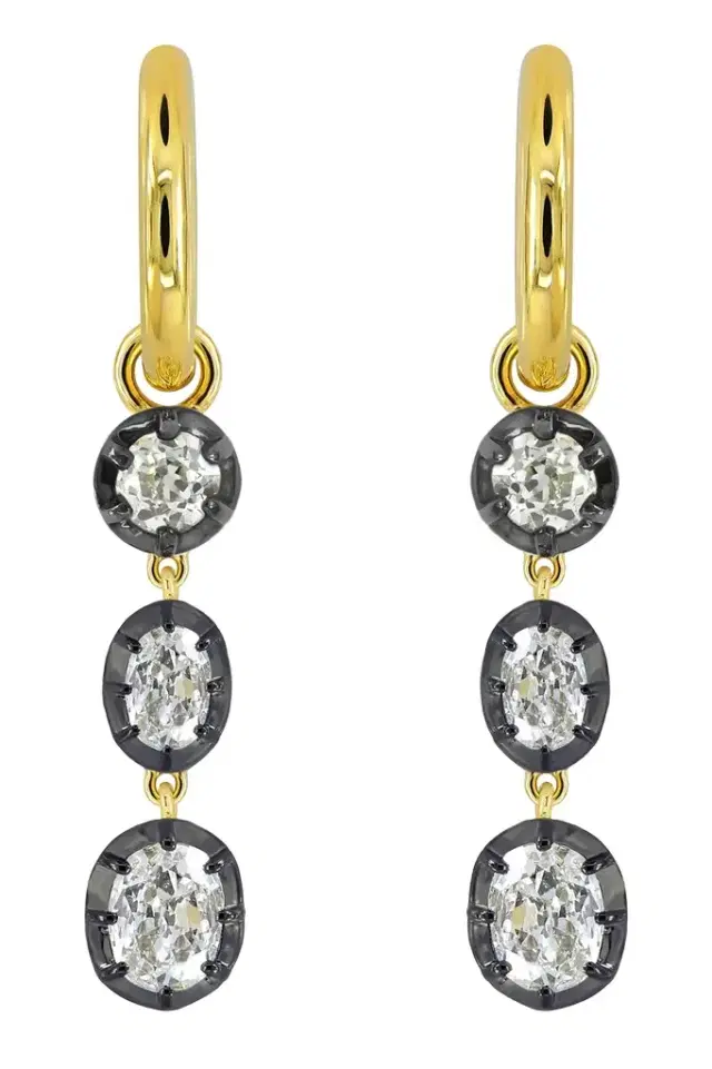 SUTRA Diamond Three Drop Earrings