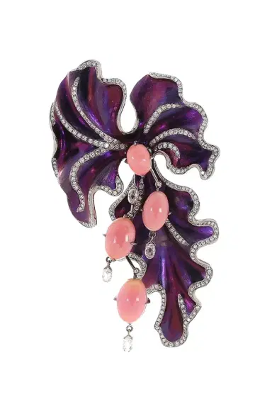 SABOO FINE JEWELS Conch Pearl Diamond Briolett Purple Floral Brooch | Thumbnail 1