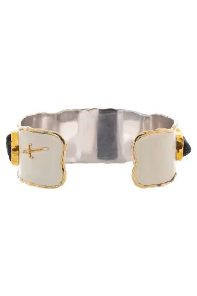 VICTOR VELYAN Black Tourmaline White Enamel Cuff Bracelet | Thumbnail 2 VICTOR VELYAN Black Tourmaline White Enamel Cuff Bracelet | Thumbnail 2