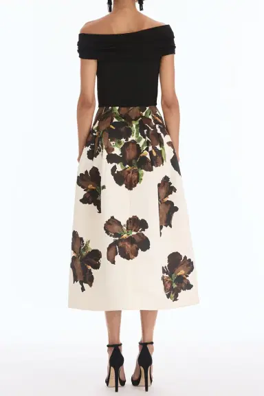 Oscar de la Renta Off Shoulder Watercolor Iris Dress | Thumbnail 4 Oscar de la Renta Off Shoulder Watercolor Iris Dress | Thumbnail 4