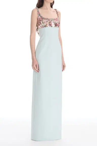 Oscar de la Renta Sleeveless Beaded Iris Embroidered Gown | Thumbnail 3
