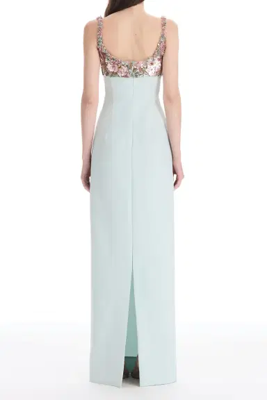 Oscar de la Renta Sleeveless Beaded Iris Embroidered Gown | Thumbnail 4