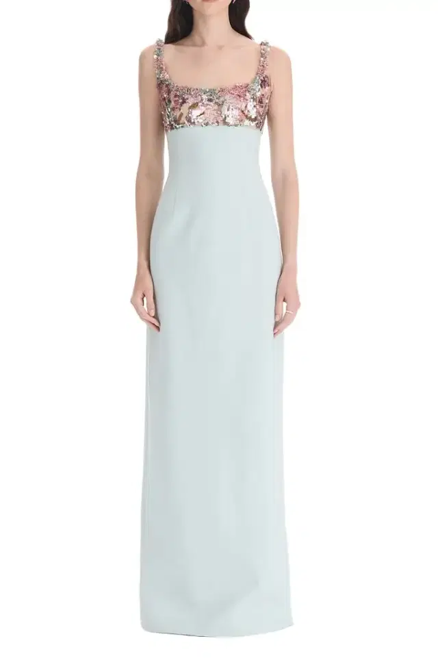 Oscar de la Renta Sleeveless Beaded Iris Embroidered Gown