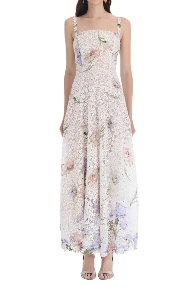 Oscar de la Renta Sleeveless Iris Degradé Printed Lace Day Dress