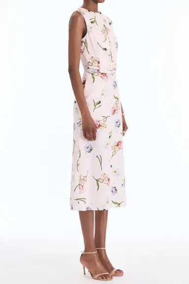 Oscar de la Renta Sleeveless Painted Iris Poplin Day Dress | Thumbnail 3 Oscar de la Renta Sleeveless Painted Iris Poplin Day Dress | Thumbnail 3