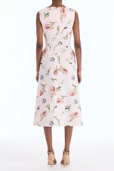 Oscar de la Renta Sleeveless Painted Iris Poplin Day Dress | Thumbnail 4 Oscar de la Renta Sleeveless Painted Iris Poplin Day Dress | Thumbnail 4