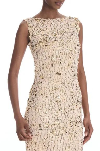 Oscar de la Renta Sleeveless Velvet Paillettes Chiffon Gown | Thumbnail 2 Oscar de la Renta Sleeveless Velvet Paillettes Chiffon Gown | Thumbnail 2