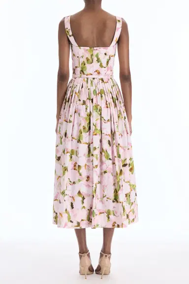 Oscar de la Renta Sleeveless Watercolor Iris Poplin Day Dress | Thumbnail 4 Oscar de la Renta Sleeveless Watercolor Iris Poplin Day Dress | Thumbnail 4